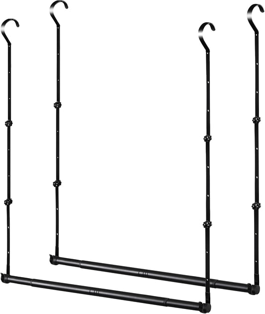 Adjustable Closet Rods for Hanging Clothes 2 Pack Heavy Duty Closet Extender Hanging Rod Double Hanging Closet Bar Space-Saving Closet Lower Extender for Clothing Organizer