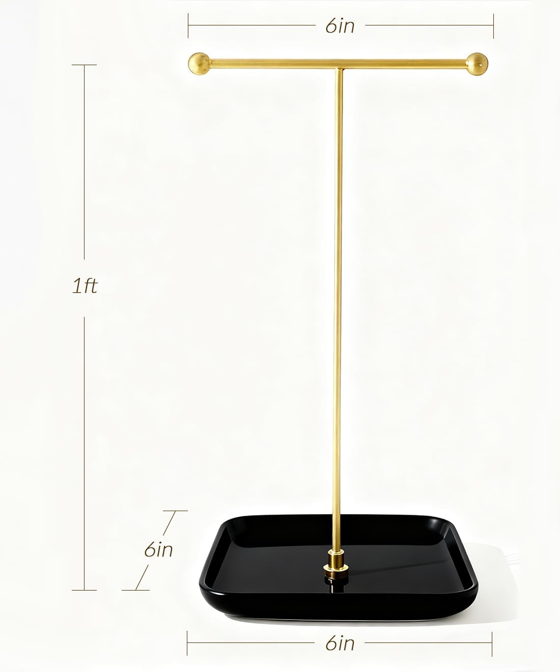 VROOMIUM Necklace Holder- Ceramic Base 1ft Height Jewelry Organizer Stand, Aesthetic Jewelry Hanger Display for Necklaces, Bracelets, Rings, Exhibidor de Collares-Mysterious Black