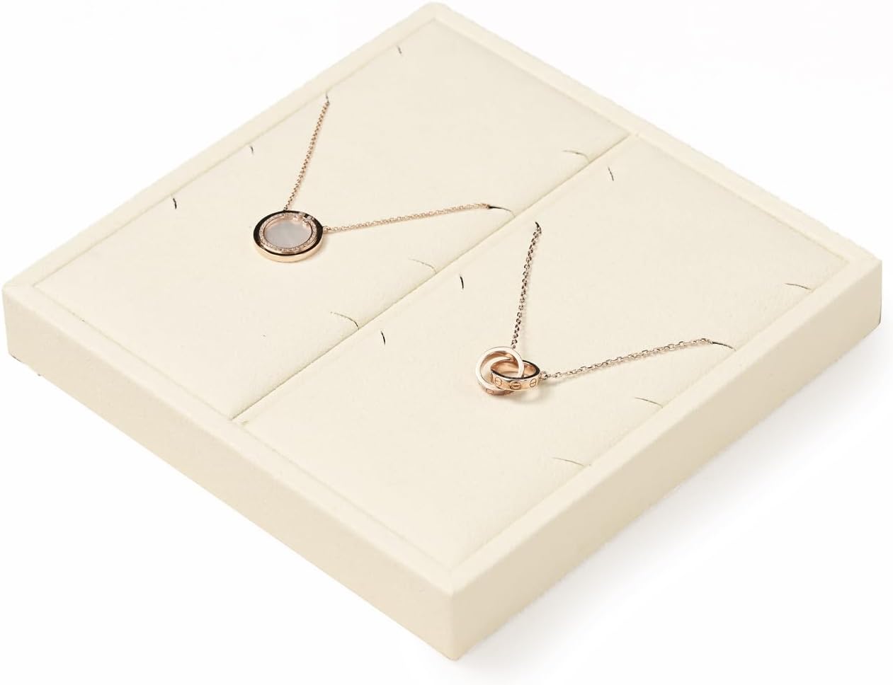 Oirlv Microfiber Jewelry Pendant Display Tray Jewelry Necklace Organizer Display Tray(Beige)