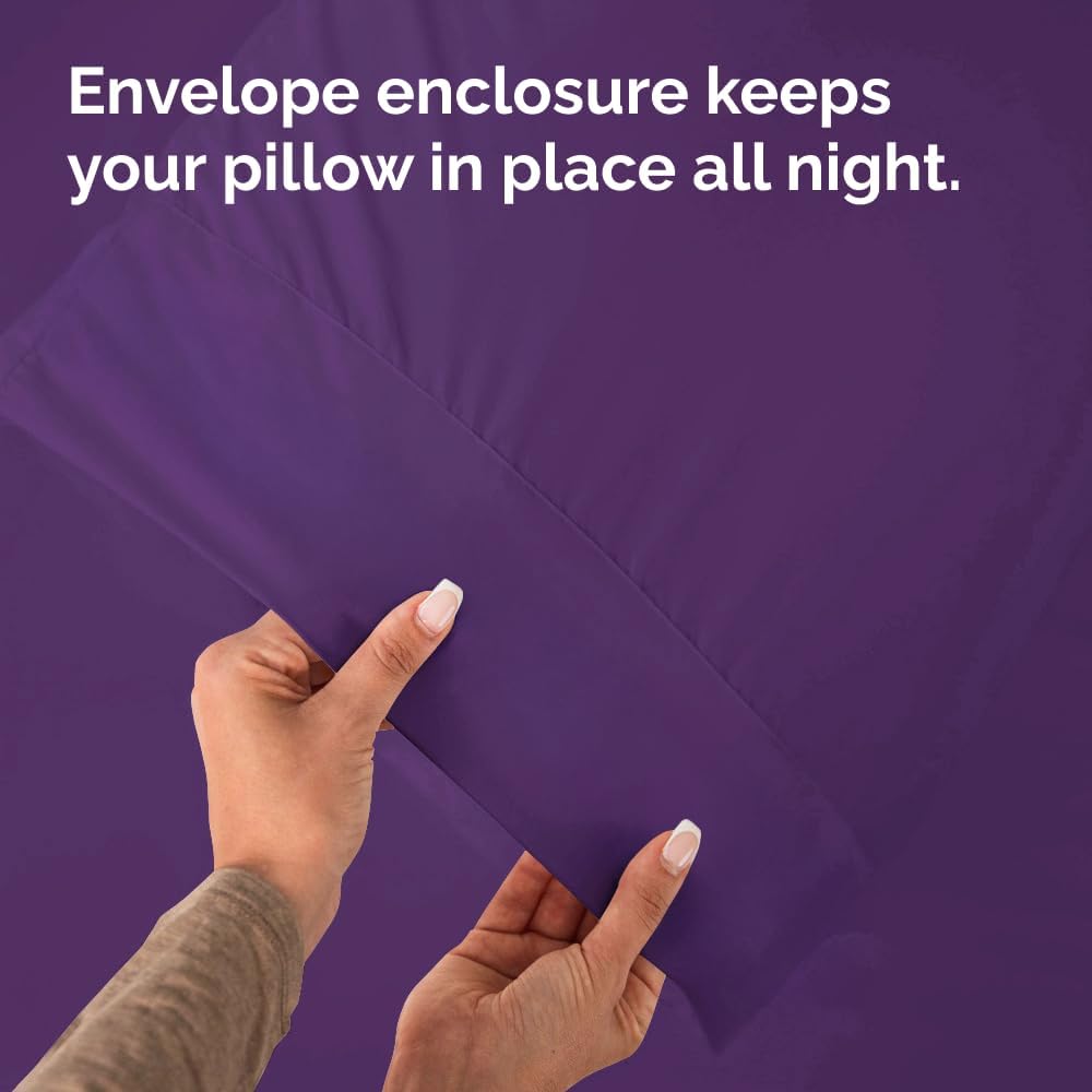 Queen Pillow Cases - 2 Pack - Super Soft Pillowcase Covers - Envelope Enclosure - Hotel Quality Pillow Protectors - Wrinkle Free, Fade, Shrink & Stain Resistant - Machine Washable - 20" x 30" (Purple)