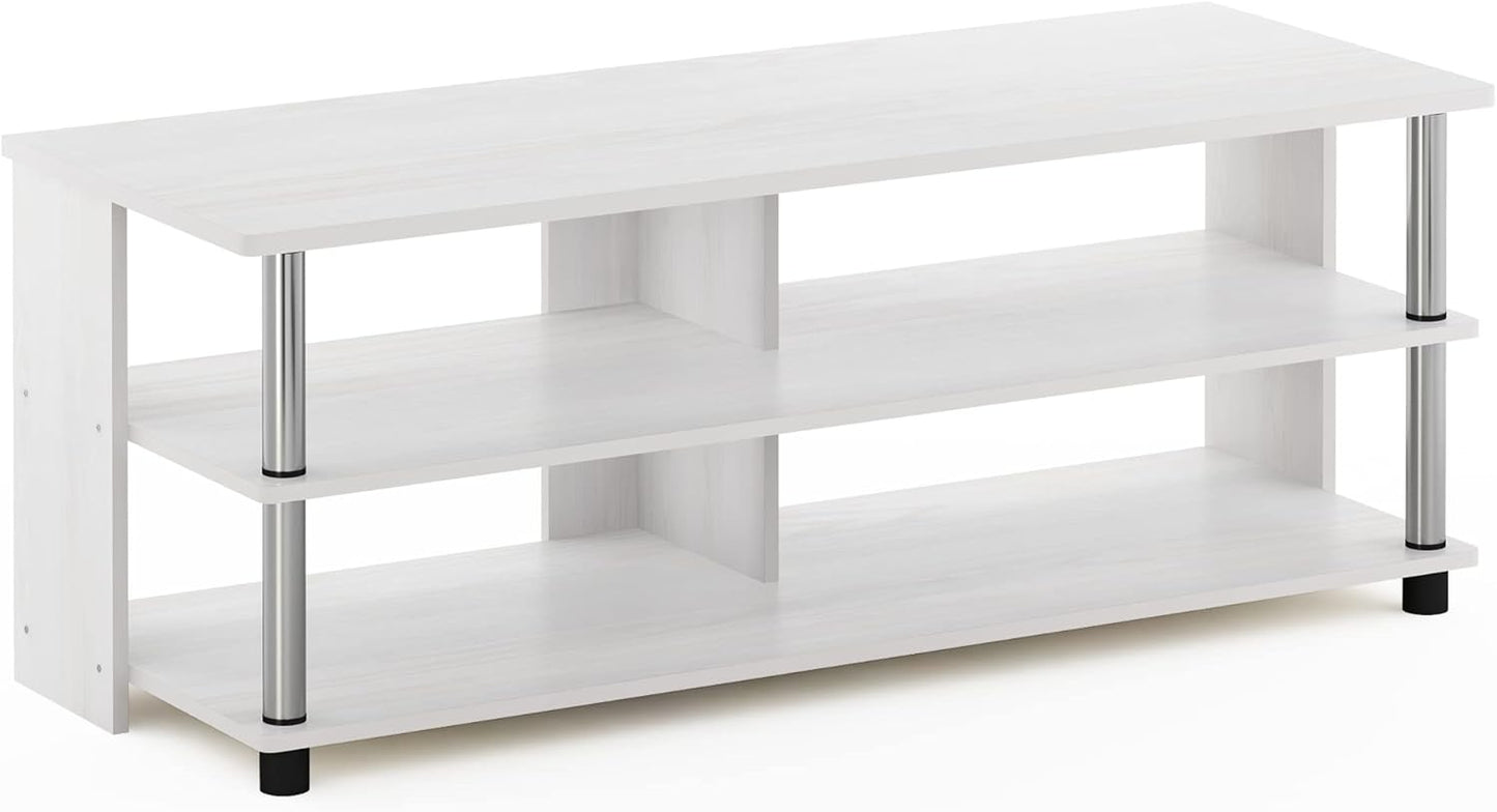 Furinno Turn-N-Tube Shoe Rack, 3-Tier Shoe Organizer, Compact Shoe Storage with Open Shelves and Stainless Steel Tubes, 15.5 x 41.1 x 15.8, for Closet Entryway, Office, Garage, White Oak