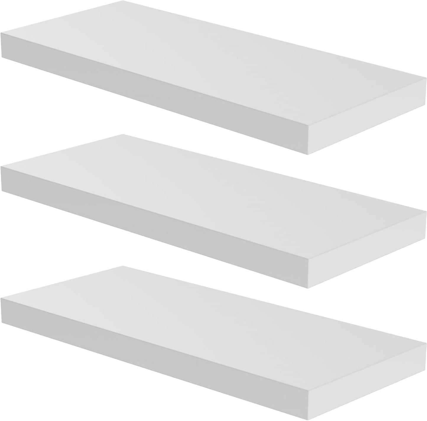 Floating Shelf, Set of 3 Wall Shelf, 30 in W x 12.75 in D x 2 in H Wooden Floating Wall Shelf with Invisible Brackets for Living Room/Bedroom/Bathroom/Kitchen Storage and Decor, White