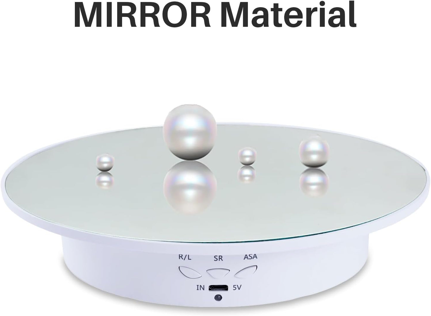 Rotating Display Stand Turntable Stand Black Spinning Stand for Product Shows with Telecontroller,7.87inch /17.6lbs Max Load,White Round
