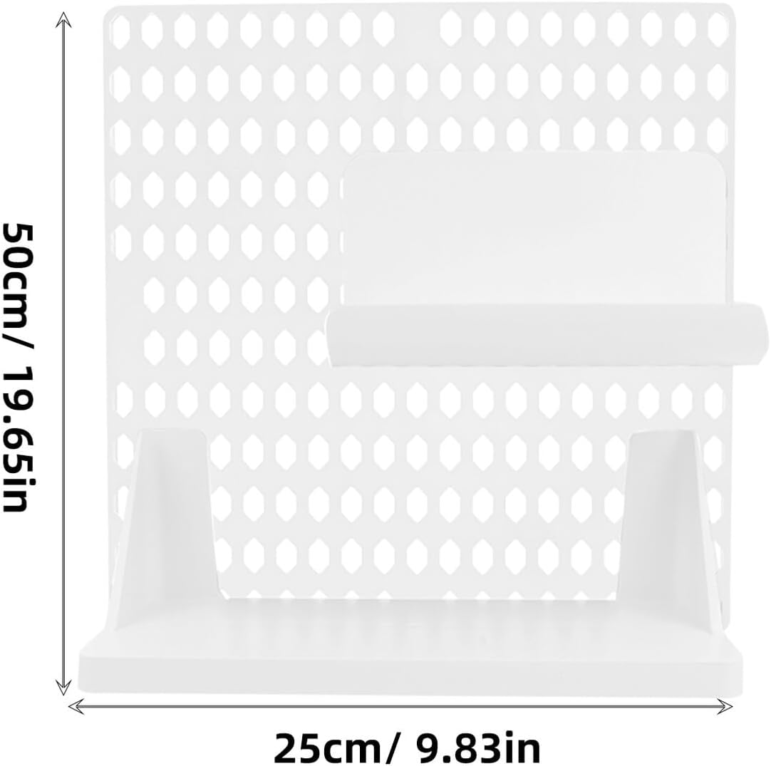 Punch Pegboard Shelf Display Wall Organizer Kit Plastic Lightweight Wall Pegboard Holder with DIY Combinations for Bedroom Bathroom Kitchen Storage Smooth Edges White