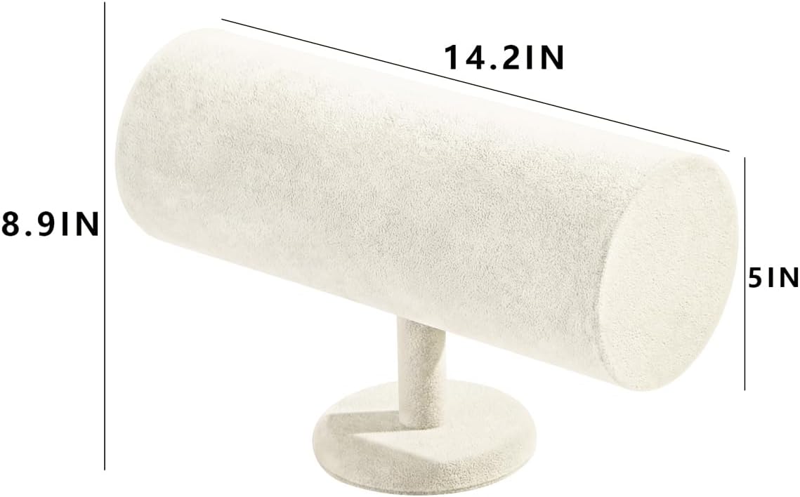 Coward T-Bar Beige Headband Holder Organizer,Hairband Display Stand,Hairband Storage Rack for Girls And Women (detachable beige velvet)