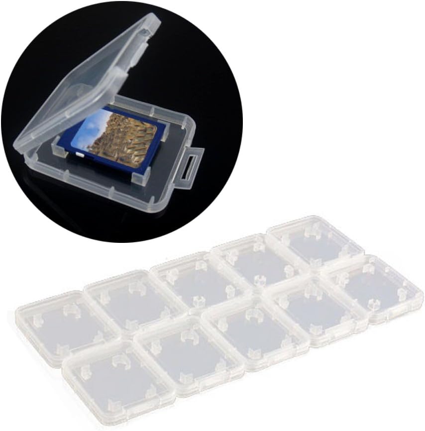 Plastic Memory Card Storage Case Compatible with SD MMC/SDHC PRO Duo White (10 PCS)