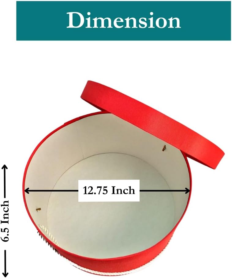 Sarah's Hat Boxes Classic Coral Hat Box – 12.75" x 6.5" (Dia. x Ht.) Handmade in USA – Odorless Non-Toxic Adhesive, Cording Handle – Premium Storage for Hats & Accessories