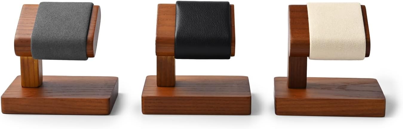 Oirlv Solid Wood Single Watch Display Stand Showcase Bracelet Bangle Jewelry Display Holder Wristwatch Holder for Men or Women(Creamy-white)