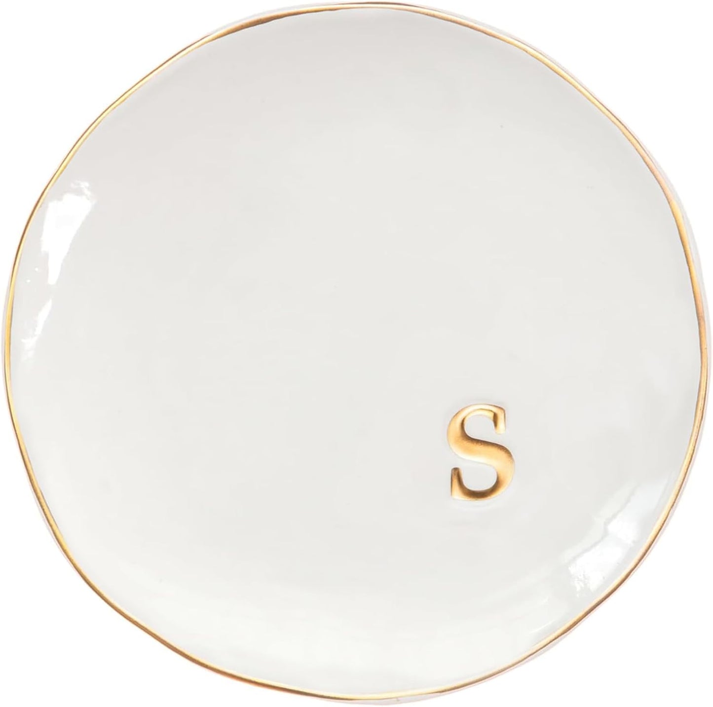 COLLECTIVE HOME - Ceramic Jewelry Tray, Decorative Trinket Dish for Rings Earrings Necklaces Bracelet Watch Keys, Birthday Mother's Day Christmas Gift for Women, 4.75", Glossy (s)