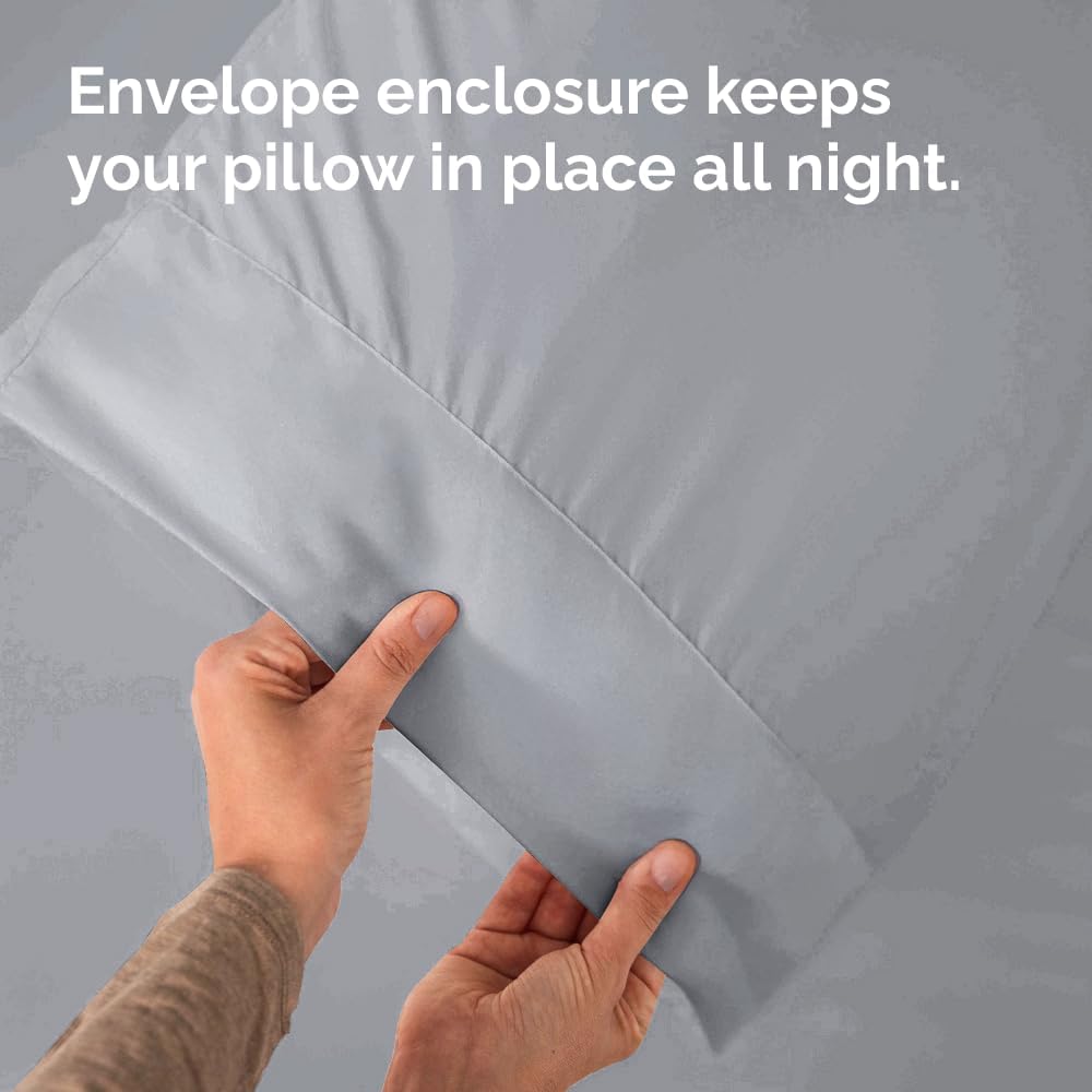 Queen Pillow Cases - 4 Pack - Super Soft Pillowcase Covers - Envelope Enclosure - Hotel Quality Pillow Protectors - Wrinkle Free, Shrink & Stain Resistant - Machine Washable - 20" x 30" (Steel Blue)