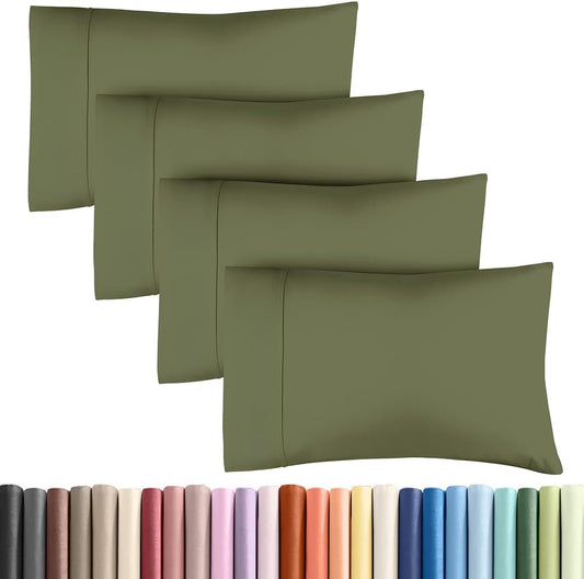 Standard Pillow Cases - 4 Pack - Super Soft Pillowcase Covers - Envelope Enclosure - Hotel Quality Pillow Protectors - Wrinkle Free, Fade & Stain Resistant - Machine Washable - 20" x 26" (Sage Green)