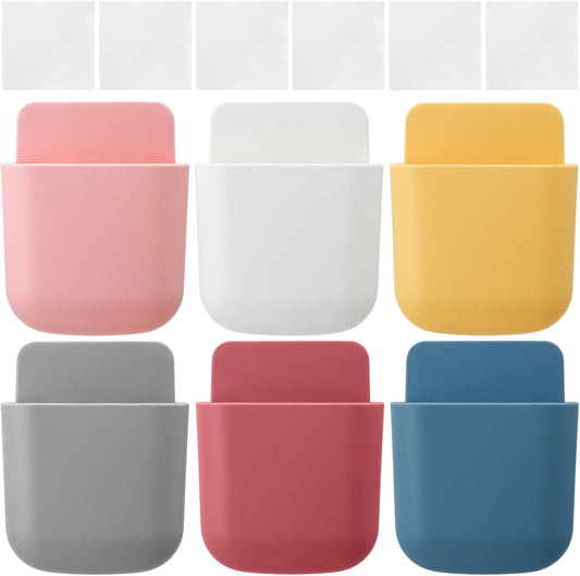 Kathfly 6 Pcs Remote Control Holders Wall Mount Self Adhesive Remote Holder Wall Mount Storage Box TV Air Conditioner for Home Office Television Pens Keys