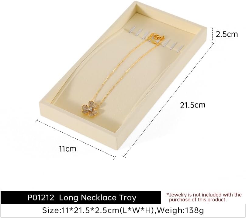 Dark Blue Jewelry Display Tray Ring Necklace Earring Bangle Organizer Multifunctional Storage Case for Jewelry Showcase (Long Necklace Tray(beige))