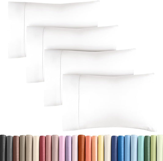 King Pillow Cases - 4 Pack - Super Soft Pillowcase Covers - Envelope Enclosure - Hotel Quality Pillow Protectors - Wrinkle Free, Shrink & Stain Resistant - Machine Washable - 20" x 40" (Antique White)