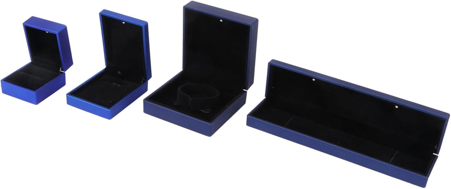 Unomor 4pcs LED Lighted Jewelry Box with Ring Pendant Necklace Bracelet Storage Cases Jewelry Organizer with Built LED Lights for Dazzling Display and Scratch Protection