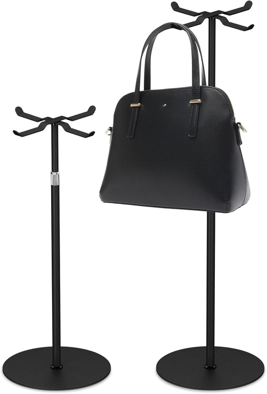 2pack Purse Display Stand,Tabletop Adjustable Hook Handbag Display Stand,X Shaped Metal Scarf Purse Display Stand,for Home or Store (black)