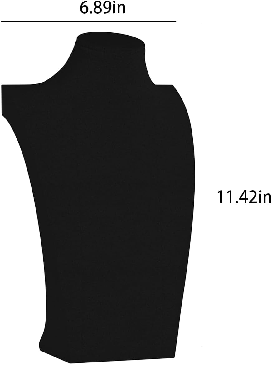 Necklace Bust Display Stand, Necklace Holder, Pendant Chain Necklace Organizer for Women (Black Velvet, L 1PCS)