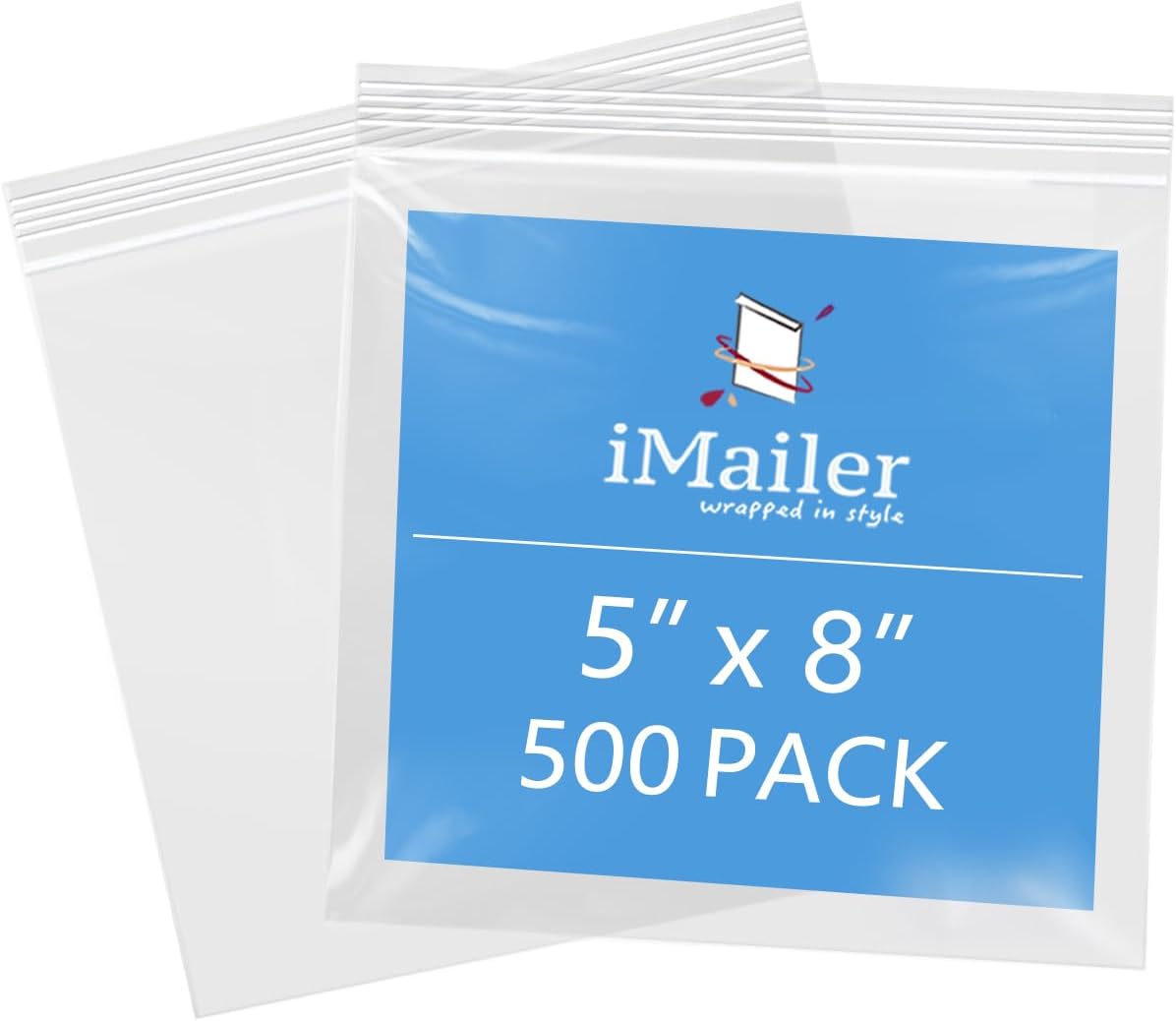 iMailer - 5" x 8" 500 Pack- 2 Mil Resealable Zip Bags- Small Clear Plastic Bags for Storage, Organizing, Crafts, Snacks, Jewelry, Hardware
