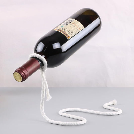 Magic Rope Wine Rack, Creative Metal Chain Suspension Floating Illusion Wine Rack Bottle,Magic Novelty Single Red Wine Bottle Stand for Bar&Home Decoration (White)