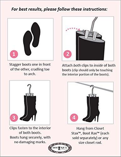 Hanging Boot Rack-Closet Doubler with Boot Storage System, NO Tools Required, fits on Any Closet Rod (Comes with 6 Silver Hangers)