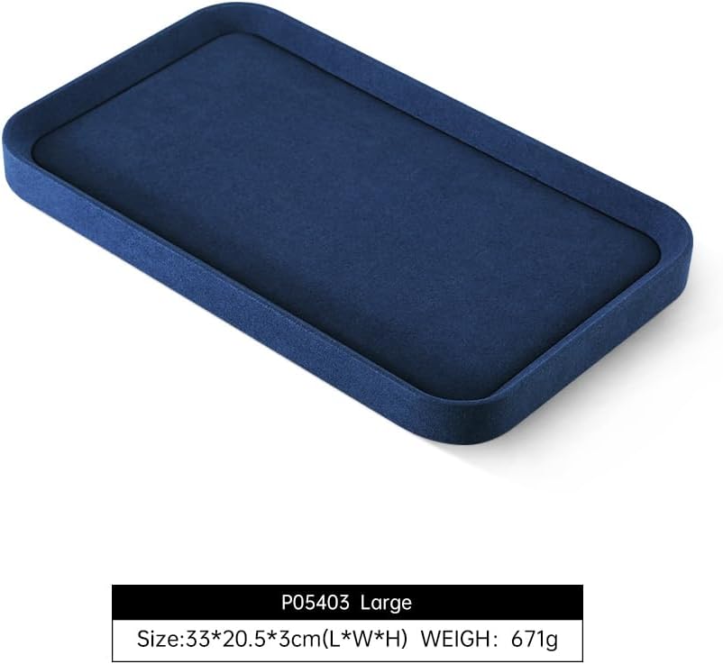 Jewelry Display, Microfiber Valet Tray,Luxury Jewelry Drawer Organizer,Premium Flat Tray,Blue Jewelry Tray