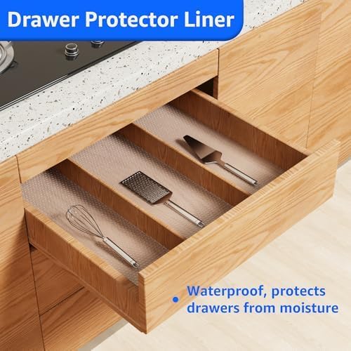 PABUSIOR Clear Cabinet Shelf Liner: 14.4" x 96 Inch Translucent Kitchen Drawer Mat - EVA Waterproof Easy to Cut Refrigerator Liner