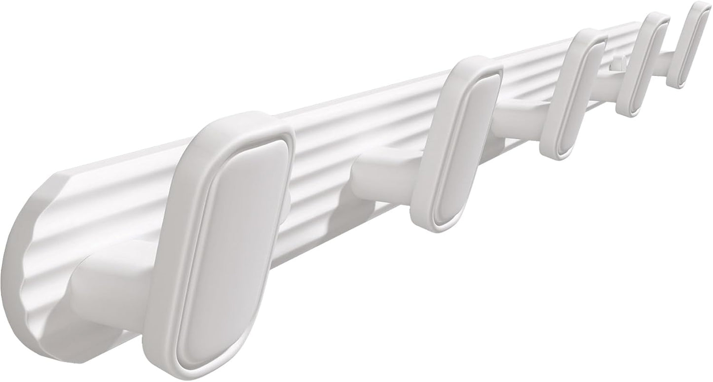 Coat Rack Wall Mount White, 5 Hooks Rack Metal Coat Hanger Wall for Hanging Hat Purse and Robes, Towel Hook for Bathrooms and Entryway (1 Pack)