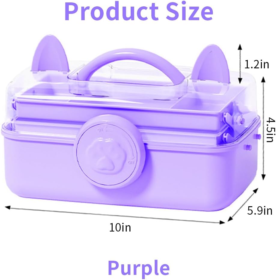 Bow Knot Hair Accessories Organizer Box - Cute Dust Proof Childrens Jewelry Storage Box, 3 Layers Plastic Storage Box for Clips, Headbands, Bands, Jewelry, etc