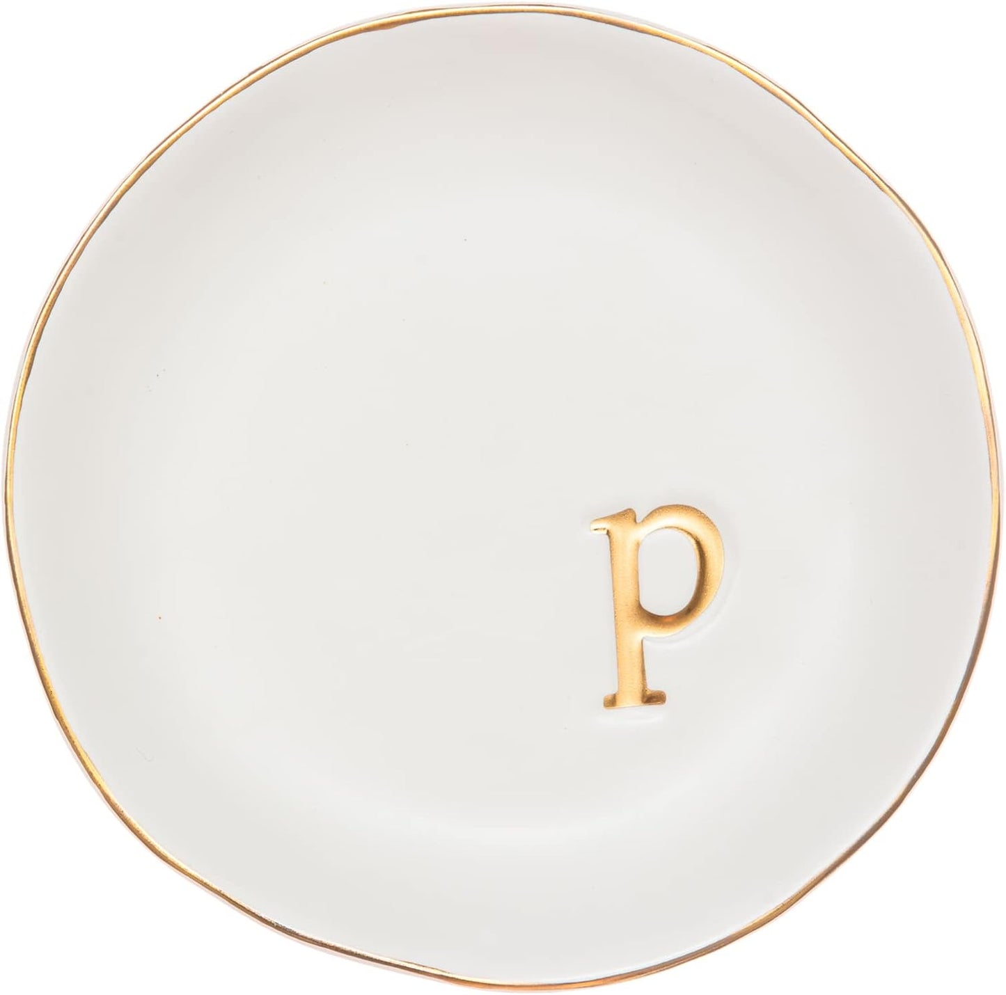 COLLECTIVE HOME - Ceramic Jewelry Tray, Decorative Trinket Dish for Rings Earrings Necklaces Bracelet Watch Keys, Birthday Mother's Day Christmas Gift for Women, 4.75", White Surface (P)