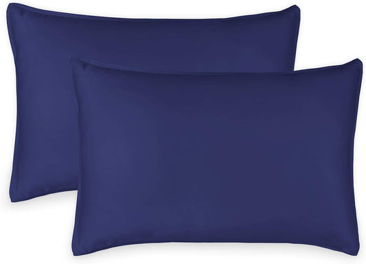 Queen Pillowcases by Pure Bamboo, Genuine 100% Organic Viscose Derived from Bamboo, Luxuriously Soft & Cooling, Double Stitching, Envelope Closure (2 Queen Pillowcases, Cobalt Blue)