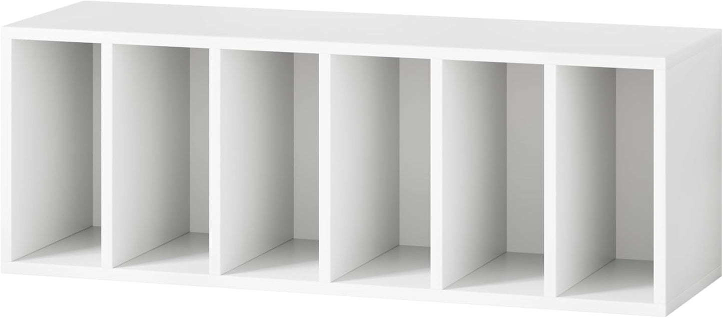 IOTXY DIY Modular Cube Bookcase - CubeXY Customizable Stackable Expandable Basic Shelving Units, 6-Cube Wooden Open Bookshelf with Removable Shelves for Books Organizer, White