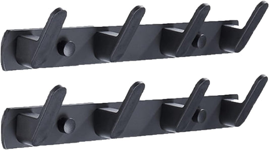 Gxfctys Coat Rack Wall Mount, Modern Wall Hooks for Hanging Coat Clothes Hats Bags with 4 Hooks, Space Aluminum Black Towel Rack for Kitchen Entryway Bathroom Bedroom (4 Hooks, 2pcs, Style 1)