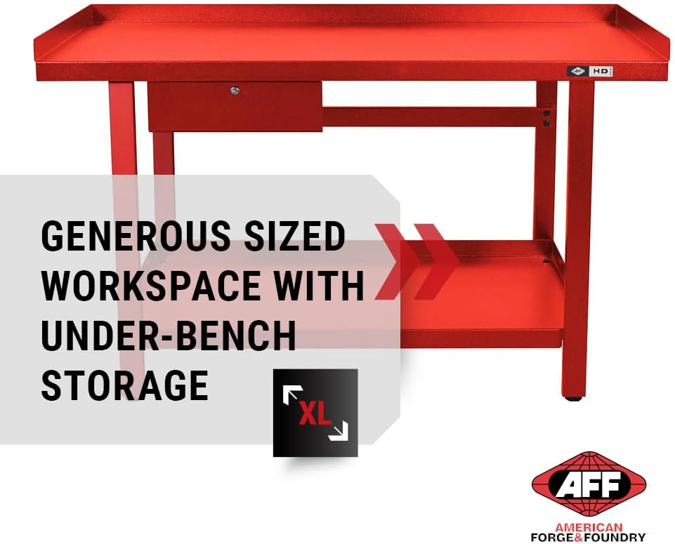 AFF 3995 Heavy-Duty Workbench, 61"" x 31"", 1 Drawer, 1,300 lb Capacity, Red
