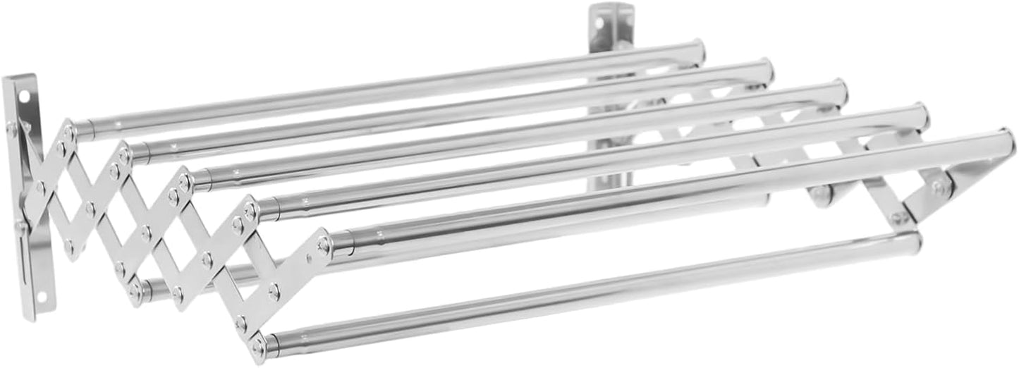 Wall Mounted Laundry Drying Rack, Retractable Clothes Drying Rack with Stable Base, Stretching Back, Forth, Left, Right, Folding Clothing Collapsible for Clothes Hanging