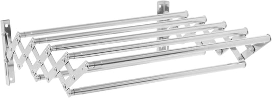 Wall Mounted Laundry Drying Rack, Retractable Clothes Drying Rack with Stable Base, Stretching Back, Forth, Left, Right, Folding Clothing Collapsible for Clothes Hanging