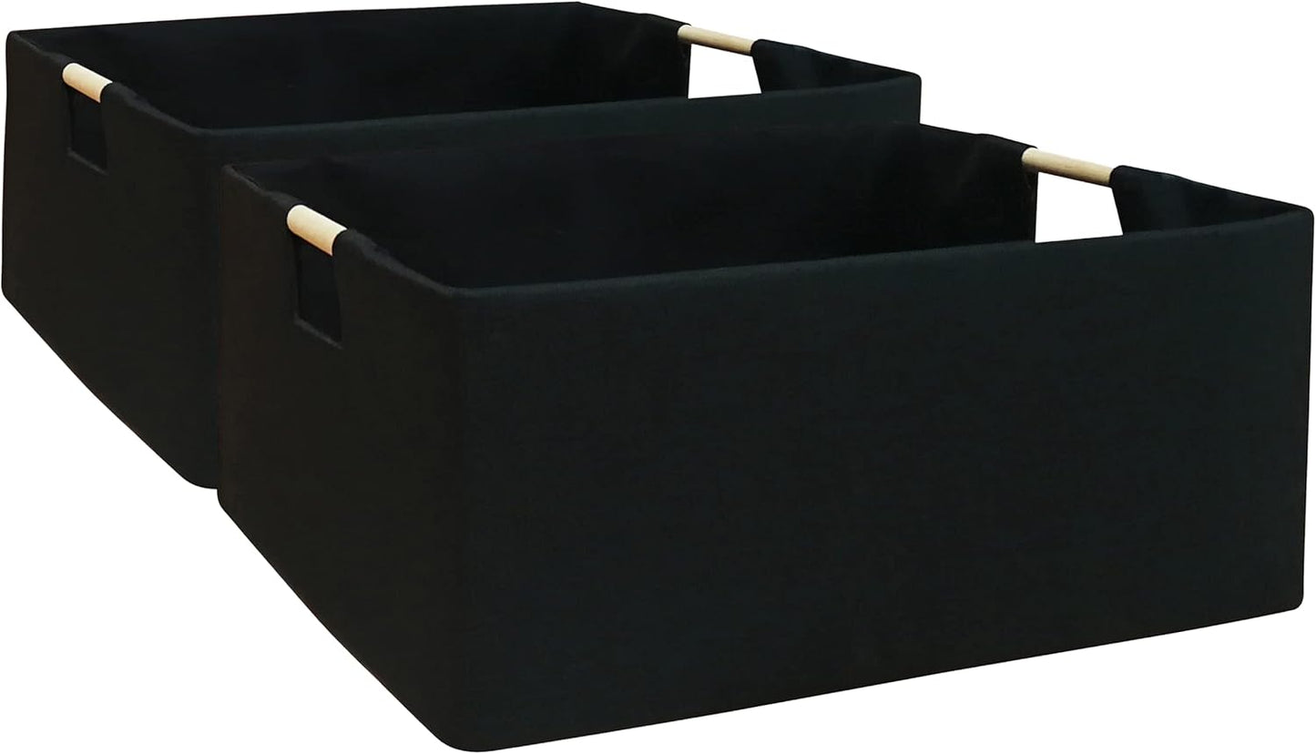 Storage Bin for Shelves Rectangle Closet Baskets Foldable Box with Handles Black Storage Boxes for Home Office Car Dormroom