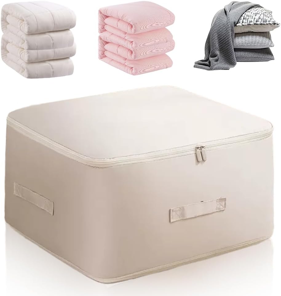 Ultra Space Saving Self Compression Organizer, 2026 Upgraded Space Saving Self Compression Organizer for Comforters, Blankets, Bedding, Portable Heavy Duty Moving Bags Storage Tote for Space Saving
