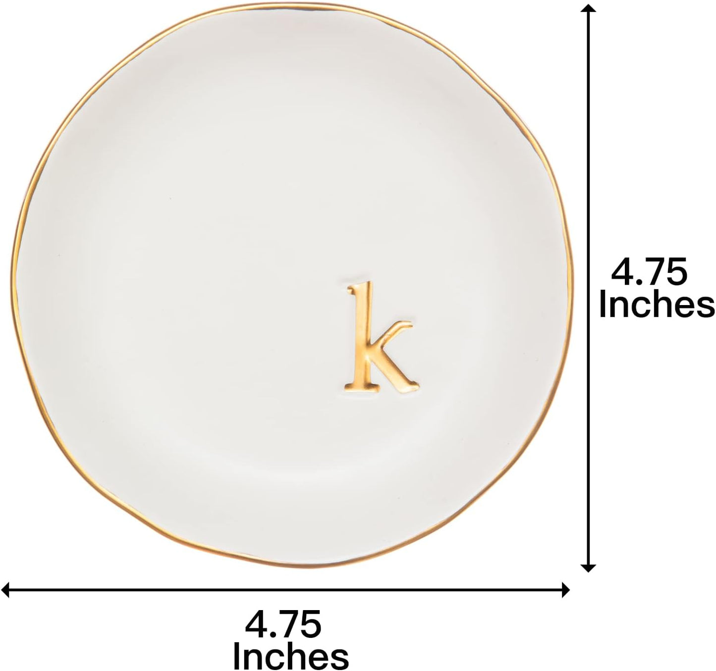 COLLECTIVE HOME - Ceramic Jewelry Tray, Decorative Trinket Dish for Rings Earrings Necklaces Bracelet Watch Keys, Birthday Mother's Day Christmas Gift for Women, 4.75", White Surface (K)