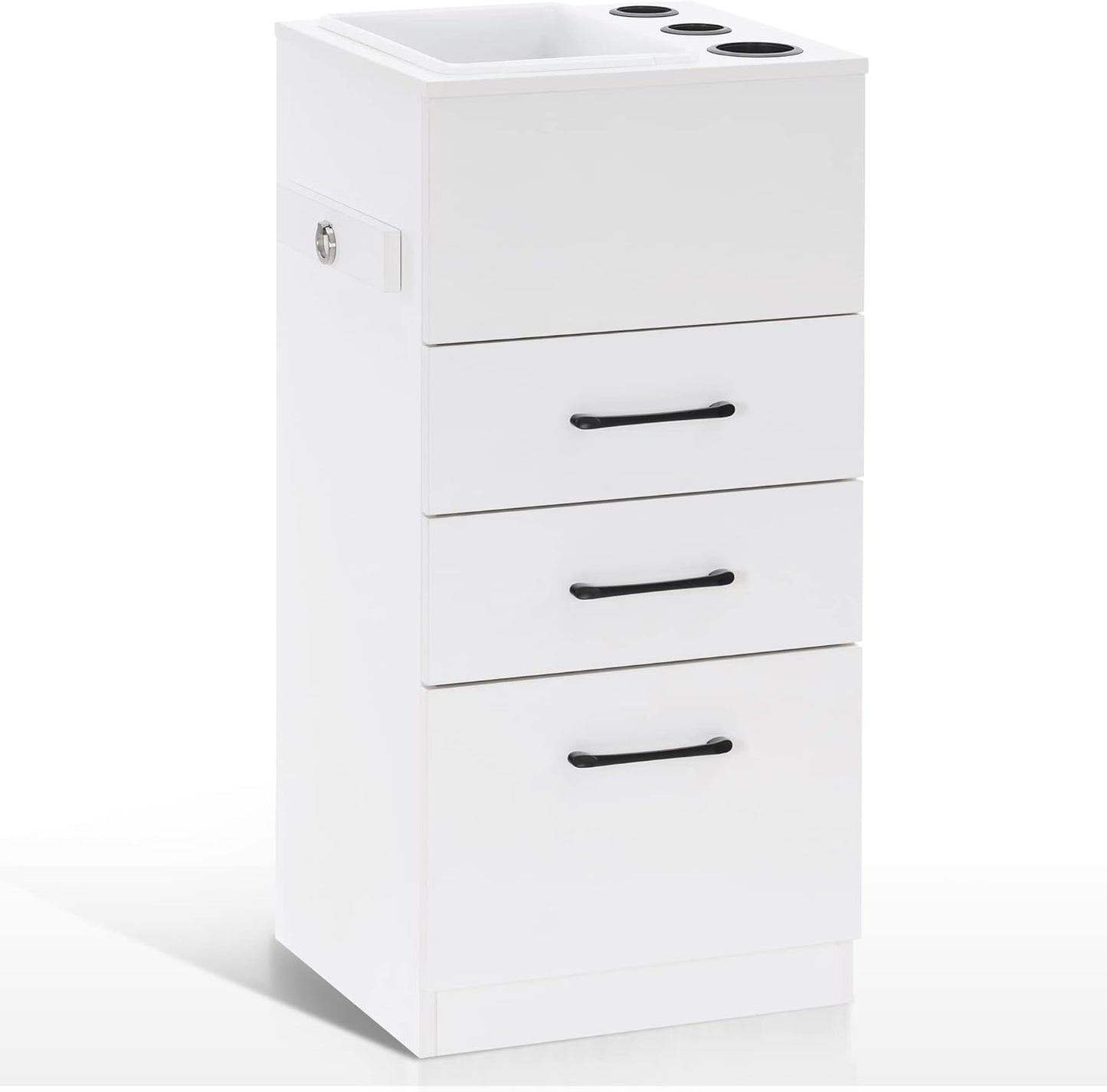 BarberPub Salon Storage Cabinet Beauty Locker Hair Dryer Holder Stylist Spa Equipment with Drawer 2035 (White)