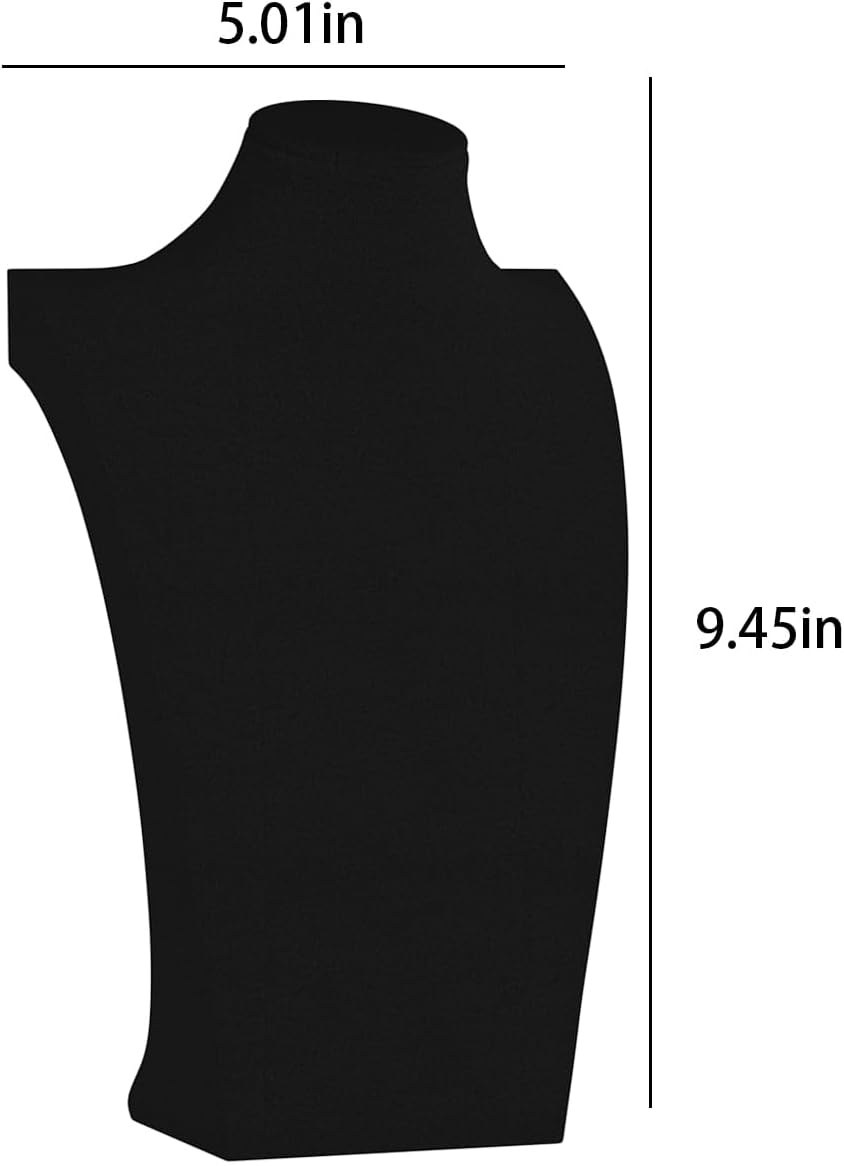Necklace Bust Display Stand, Necklace Holder, Pendant Chain Necklace Organizer for Women (Black Velvet, S 2PCS)