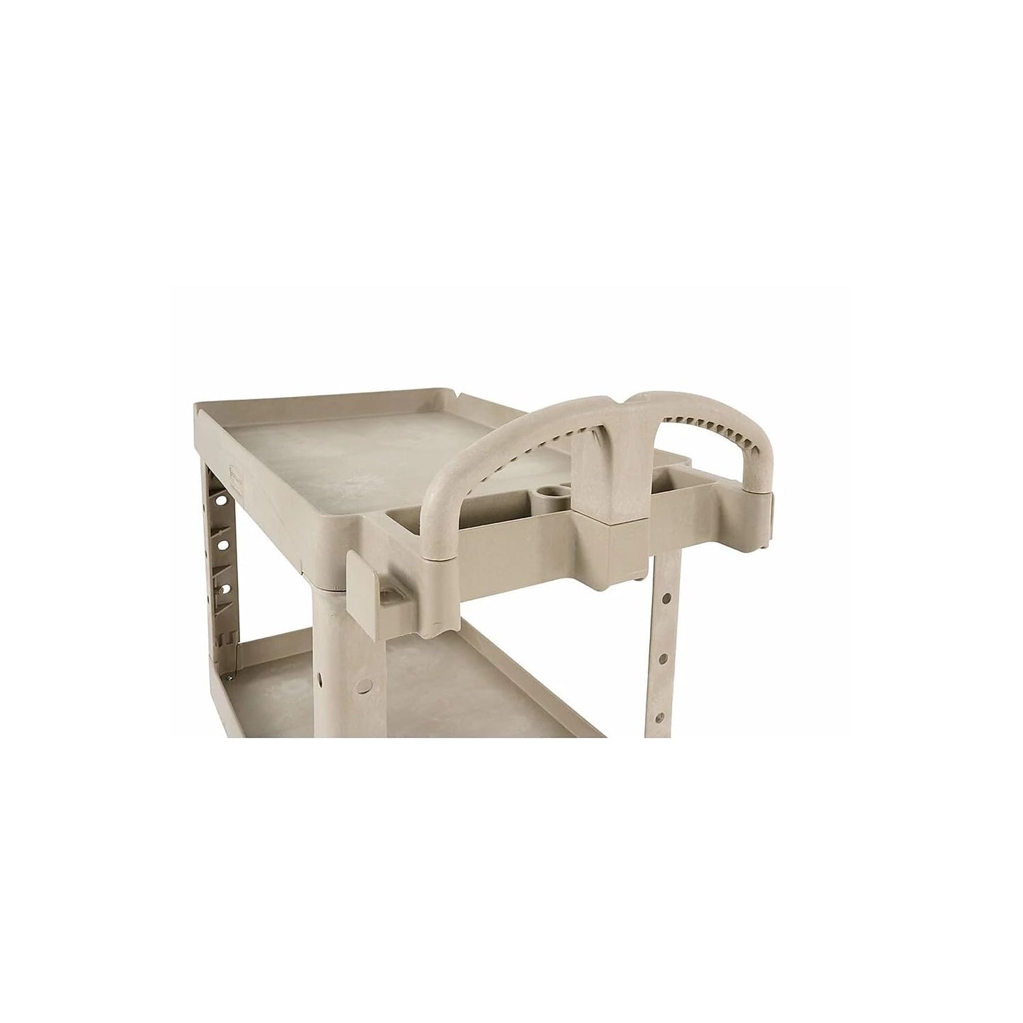 Rubbermaid Commercial Products BRUTE Heavy Duty 2-Shelf Utility/Service Cart, Medium, Lipped Shelves, Ergonomic Handle, 500 lbs. Capacity, Beige, for Warehouse/Garage/Cleaning/Maintenance