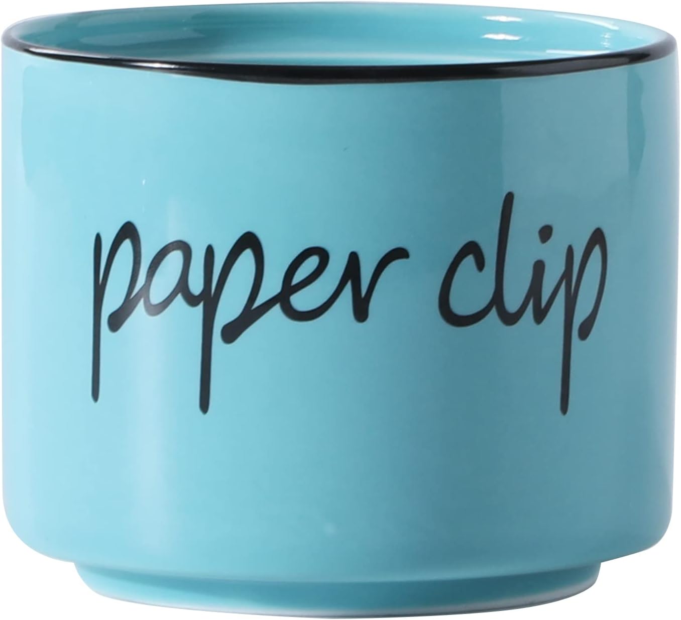 ONTUBE Farmhouse Paper Clip Holders,Ceramic Binder Clip Dispenser Organizer for Desk ,Cute Office Push Pins Holder (Turquoise)