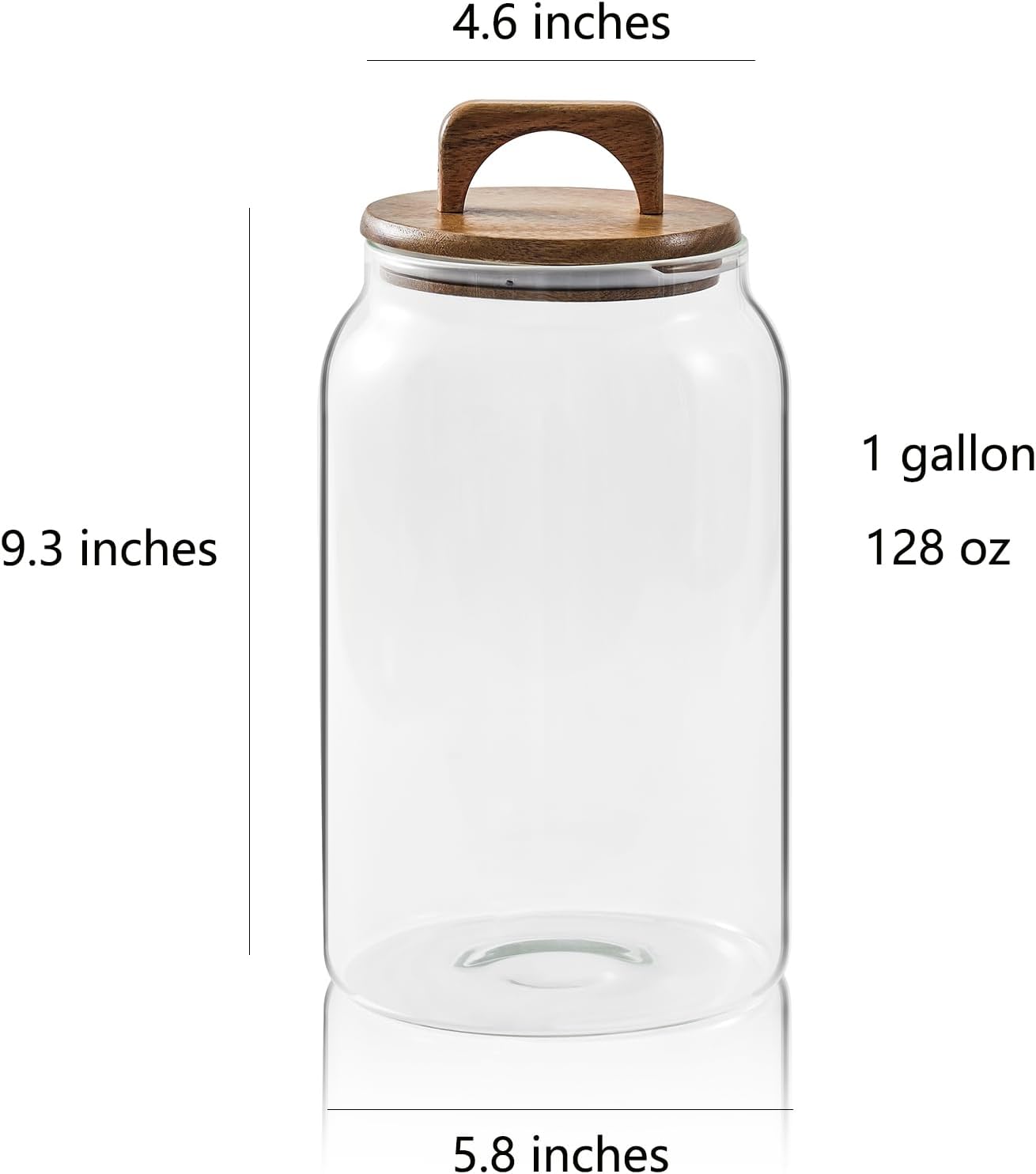 Sweejar Large Glass Candy Jars with Wooden Lids, 1 Gallon Glass Jar with Lid, Sugar/Flour Storage Containers, Big Glass Canisters with Airtight Lid, 2 Pack, Hand Lid