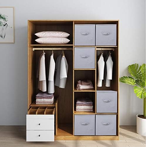 iwill CREATE PRO Pack of 2, Stackable Rigid Storage Containers, Good Size for Clothing, Blankets, Duvets, Pillows Organizer, Dustproof & Washable, Light Gray