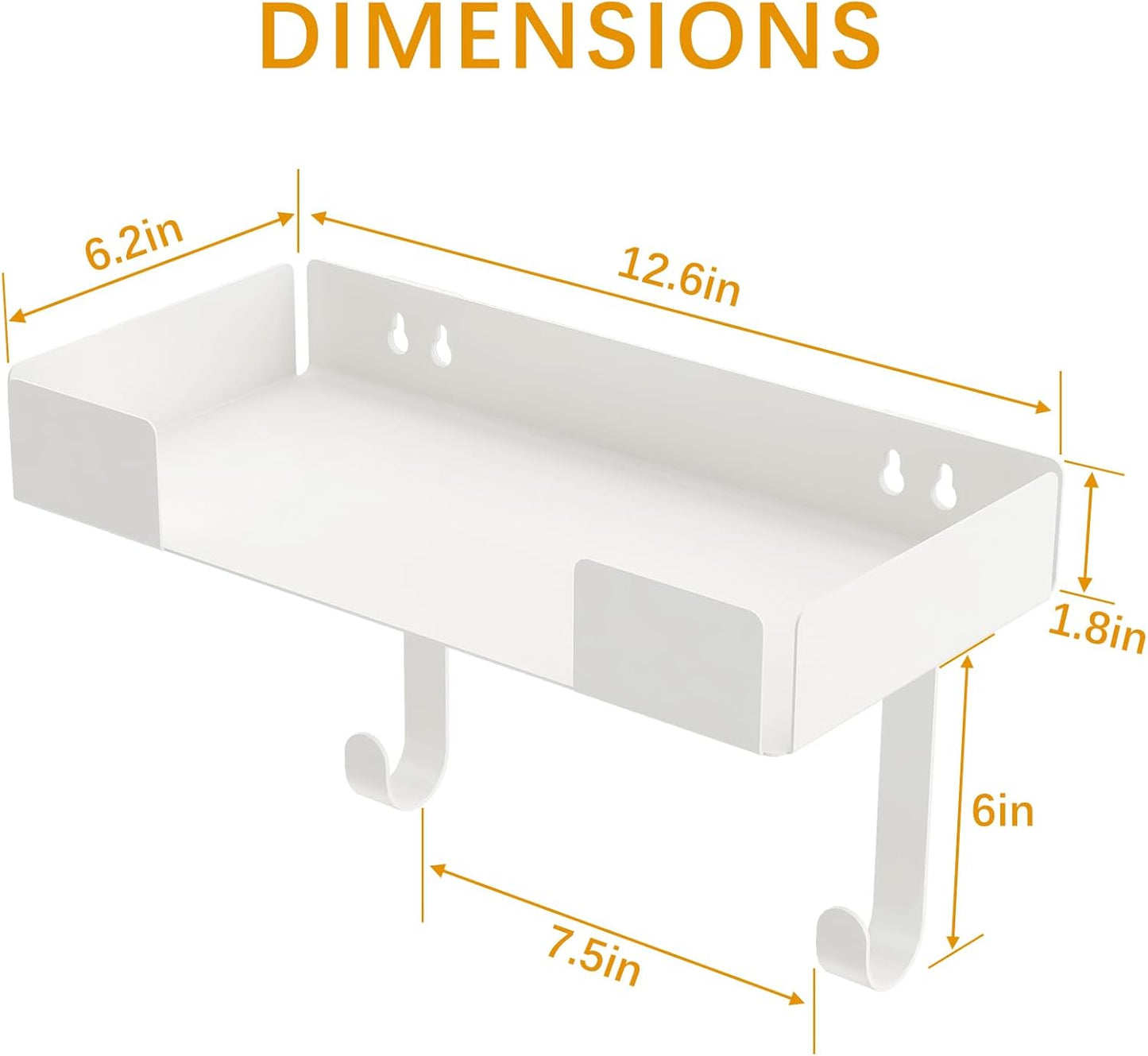 JUYSON Ironing Board Holder Wall Mount, Iron Board Storage Hanger for Laundry Rooms, Iron and Ironing Board Set Holder (White-with Shelf)