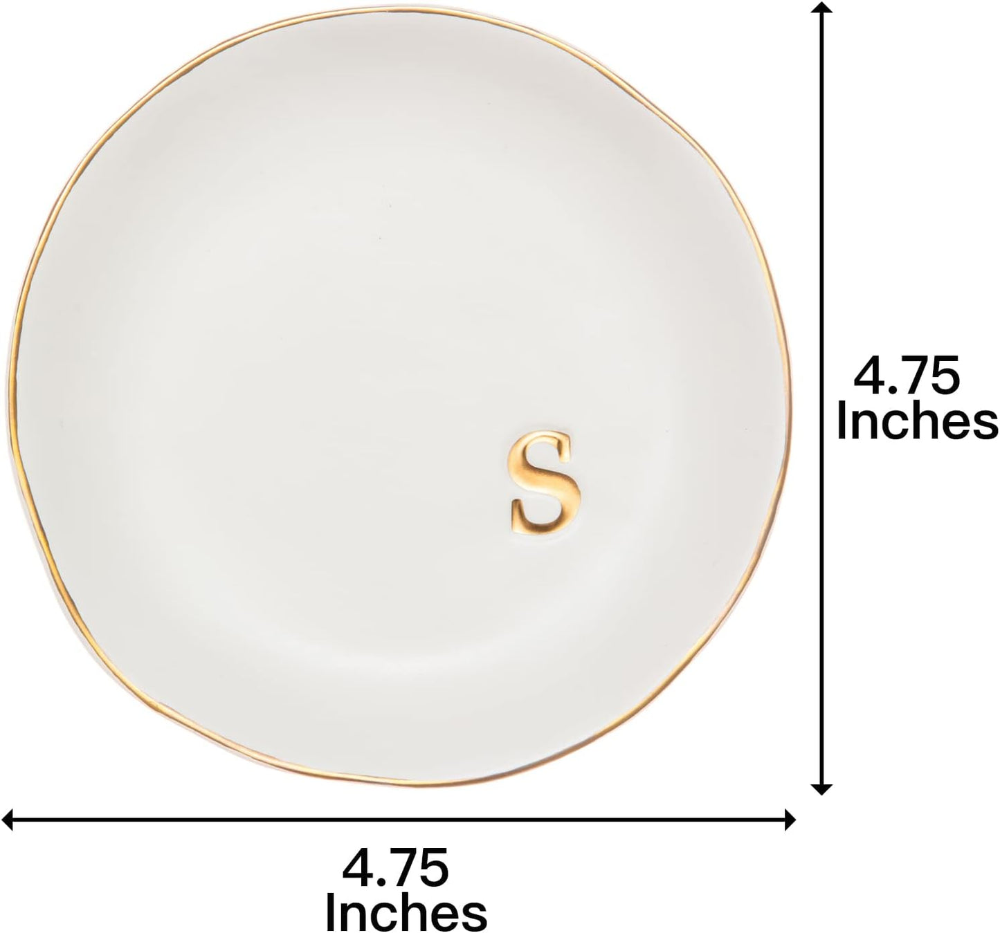 COLLECTIVE HOME - Ceramic Jewelry Tray, Decorative Trinket Dish for Rings Earrings Necklaces Bracelet Watch Keys, Birthday Mother's Day Christmas Gift for Women, 4.75", White Surface (S)