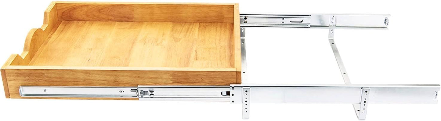 DINDON Pull Out Cabinet Organizer (20" W x 18" D) 1 Tier，Single Tier Oak Wood Under Cabinet Slide Out Shelf Drawer Box…