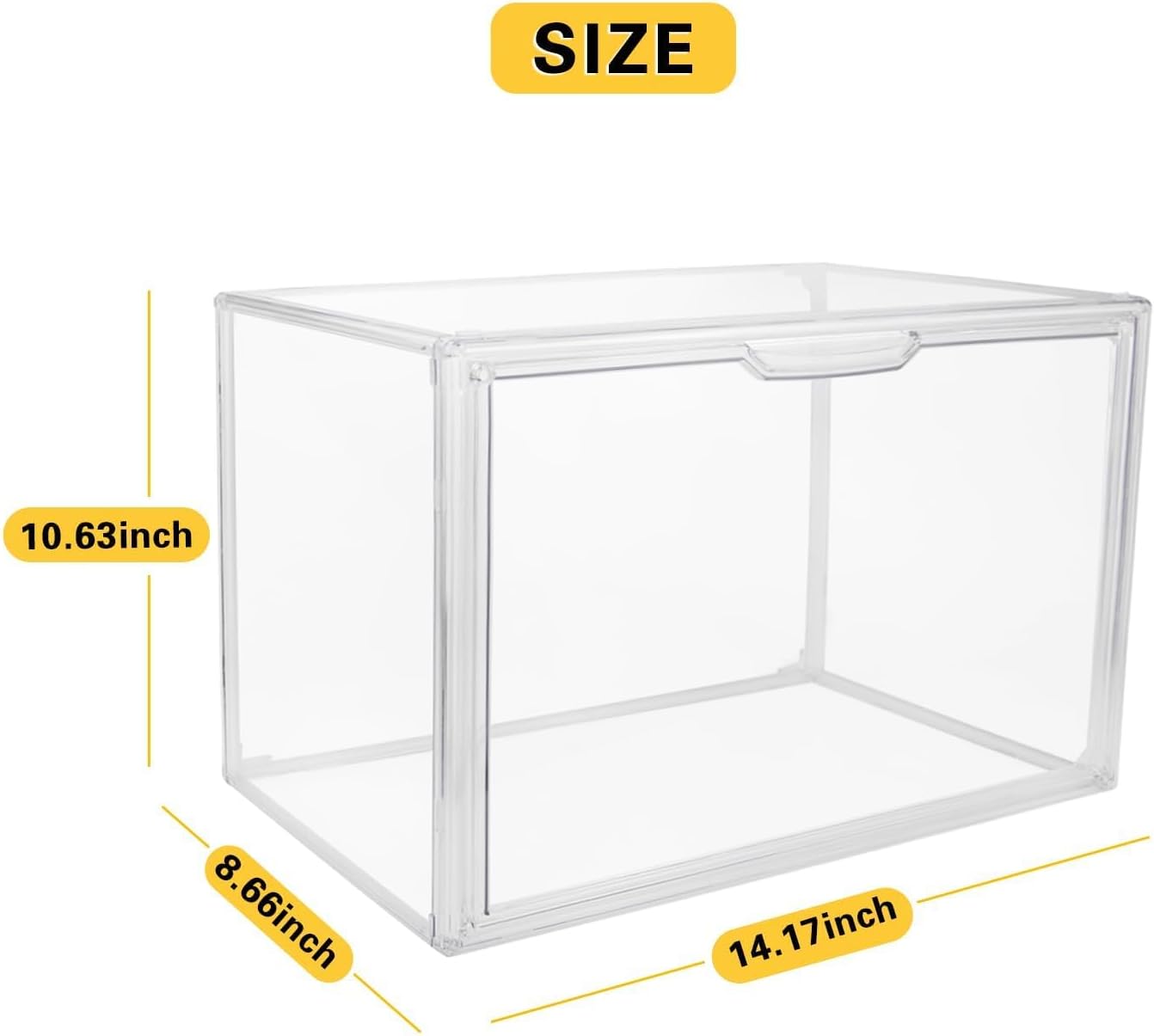 Clear Stackable Plastic Storage Bins with Magnetic Lid, Dustproof Book & Cosmetic Display Cases, Large Figures Collectibles Showcase, Shoe Box, Protection Organizer (Clear-L-1 Pack)