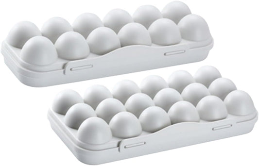 2pcs Refrigerator Egg Storage Bin Large Capacity Egg Holder for Fridge Thick Plastic Organizer with Stackable Design Convenient Kitchen and Dining Container
