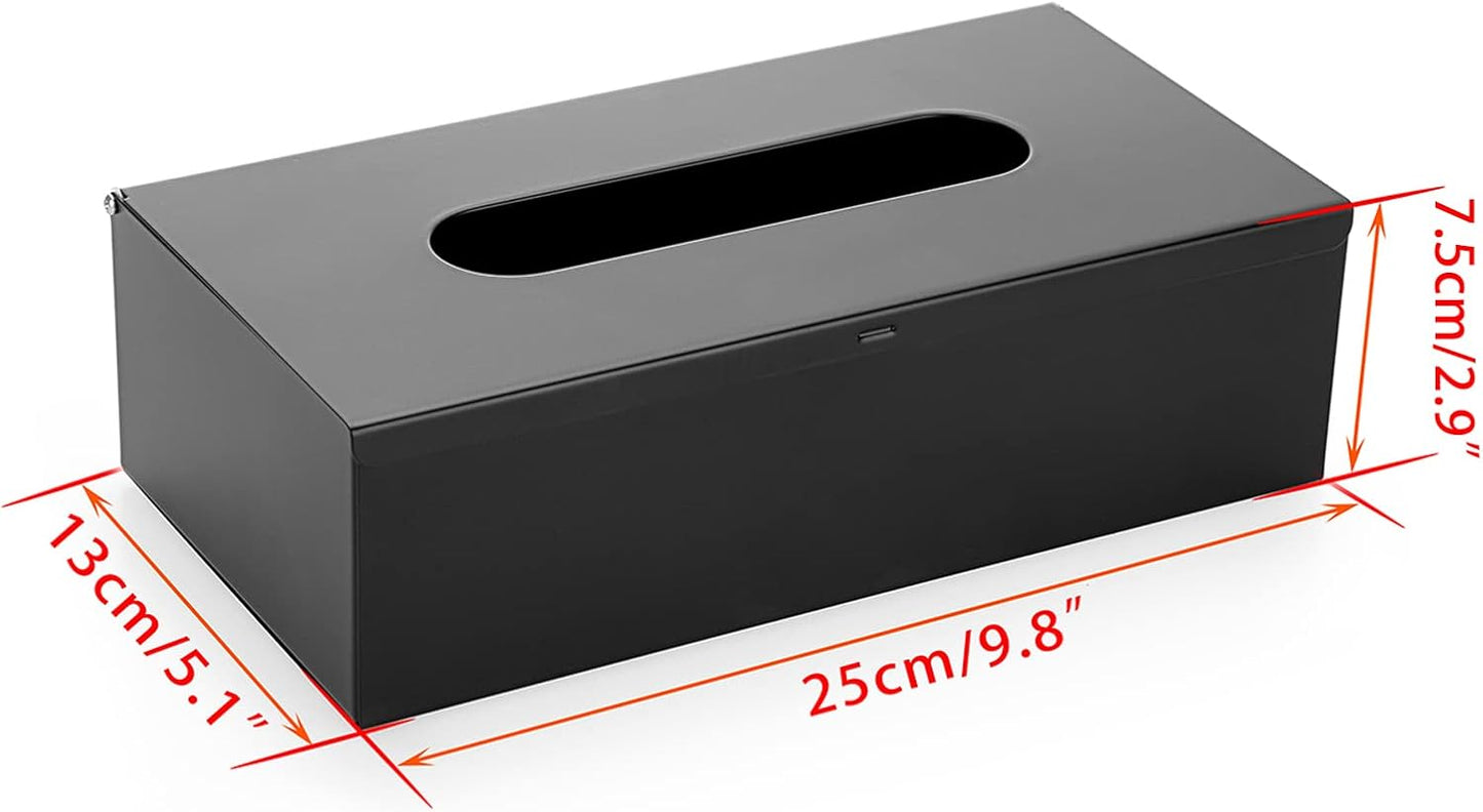 Sumnacon Rectangular Tissue Box Cover - Stylish Stainless Steel Tissue Box Holder, Modern Metal Facial Tissue Holder for Dresser Table Night Stand Bathroom Vanity Home Office Bar Decor, Black
